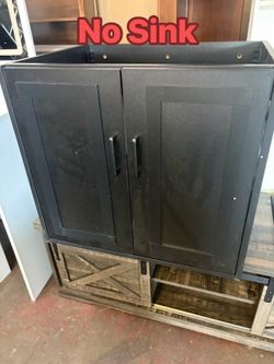 24" Bathroom Vanities , Wall Mounted Floating Vanity, Wood Bathroom Cabinet with 2 Doors,Black (Only Cabinet)