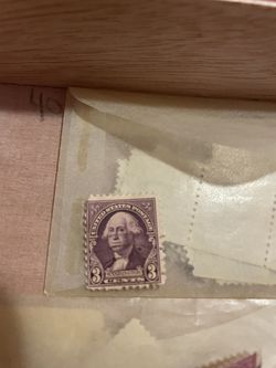 1932 US 3 Cent George Washington Stamp | Purple / Violet (Used) 