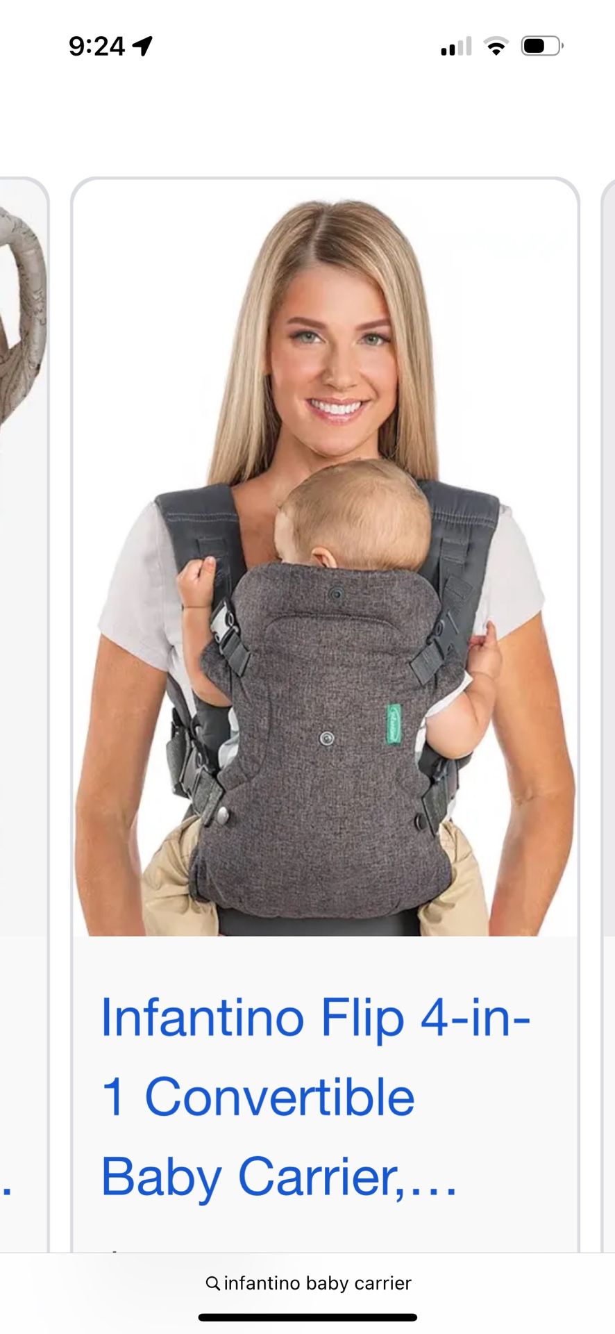 LOW PRICE MOVING- INFINTO $130 + TAX BABY INFANT CARRIER