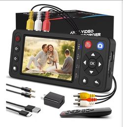 VHS to Digital Converter with 4" HD Screen, Video Capture Recorder Convert to MP4 Compatible with VHS, VCR, DVR, DVD, Hi8, Mini DV, Camcorders, Retro 