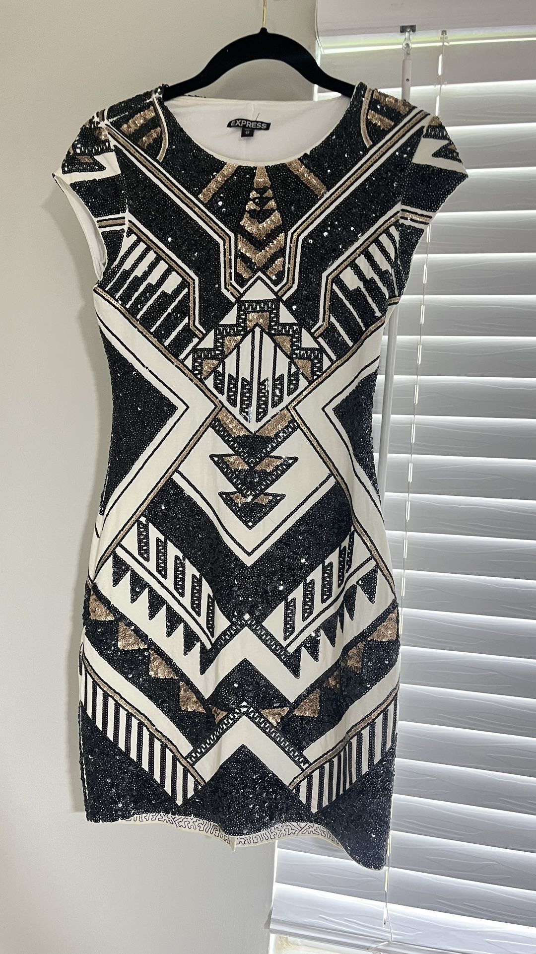 Express Black and Gold Sequin Dress