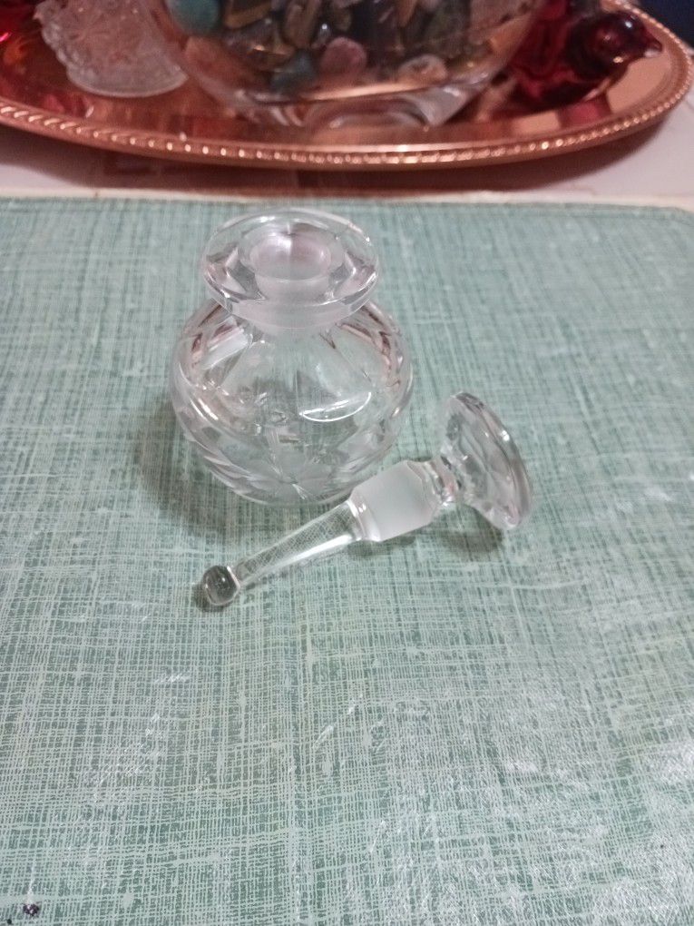 Vintage Etched Glass Perfume Bottle