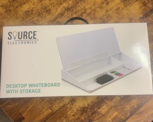 Desktop whiteboard with storage