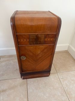 Art Deco Walnut Bedside Cabinet Nightstand