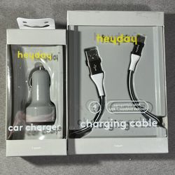 Heyday 4 Ft Charging Cable and Car Charger Compatible  w/ USB-C Devices