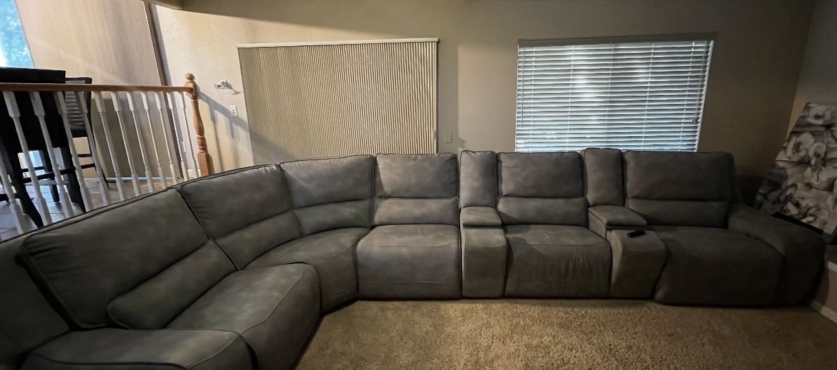 Gray reclining Sectional Couch