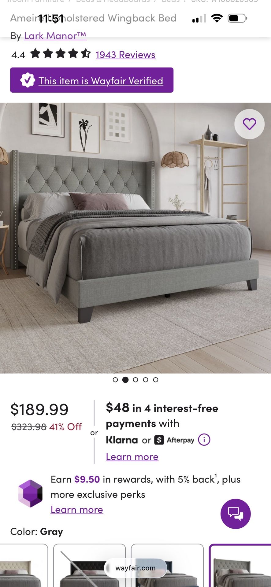 Gray Queen Bed Frame