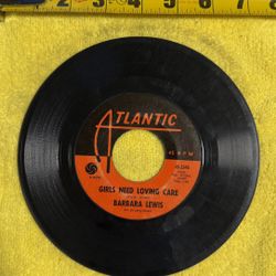 This item is a vintage Barbara Lewis 7-inch vinyl record, specifically the 45 RPM single featuring the song "Make Me Belong To You" on the Atlantic Re