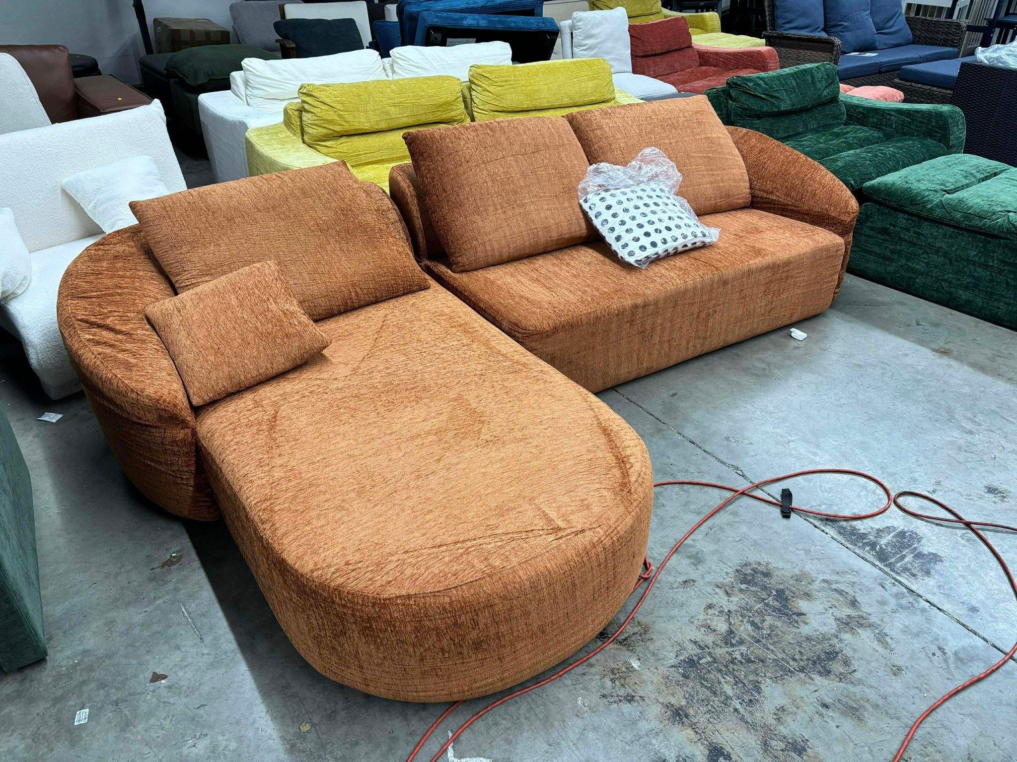 111" L Shaped Modern Modular Sectional Curved Sofa, Minimalist Style Comfy Cloud Couch for Living Room Apartment