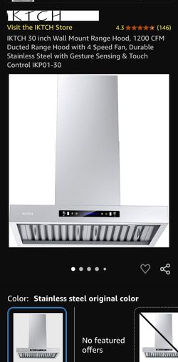 IKTCH 30 Inch Stainless Steel Wall Mount Range Hood