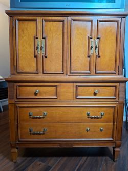 Vintage 50's 60's Dixie Solid Wood Gentlemens Chest Highboy Armoire dresser