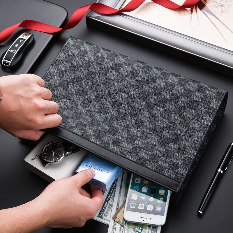 Men’s handbag big brand handbag large capacity handbag men’s high-end temperament fashion brand casual handbag plaid