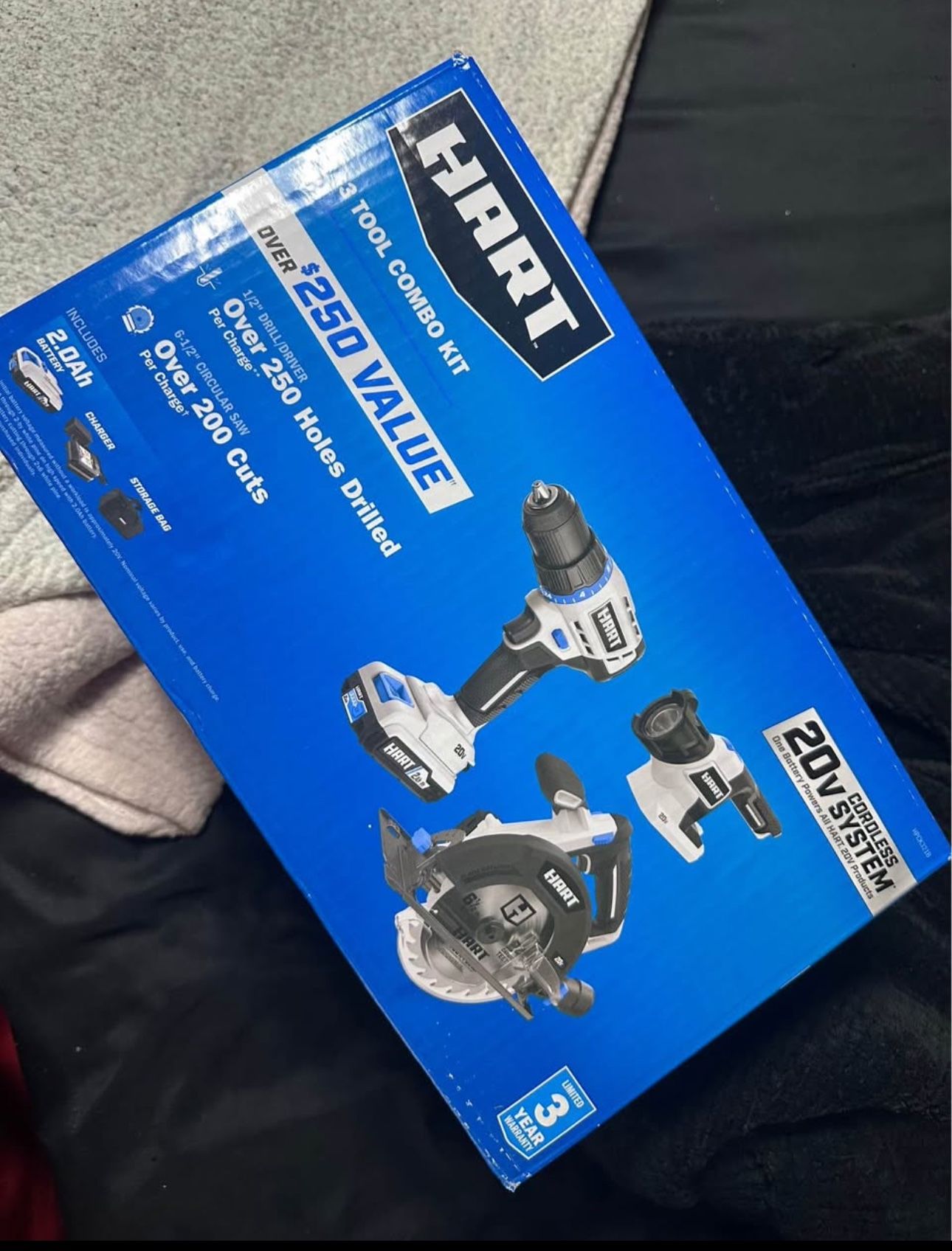 HART 20V 3-Tool Combo Kit, Drill, 6-1/2" Circular Saw, and LED Light 1 Each WILL TRADE