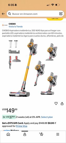 Aspiradora inalámbrica, 550 W/45 Kpa para el hogar con pantalla LED