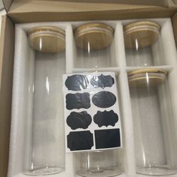 Glass Food Storage Containers with Bamboo Lids 53 FL OZ [Set of 4],