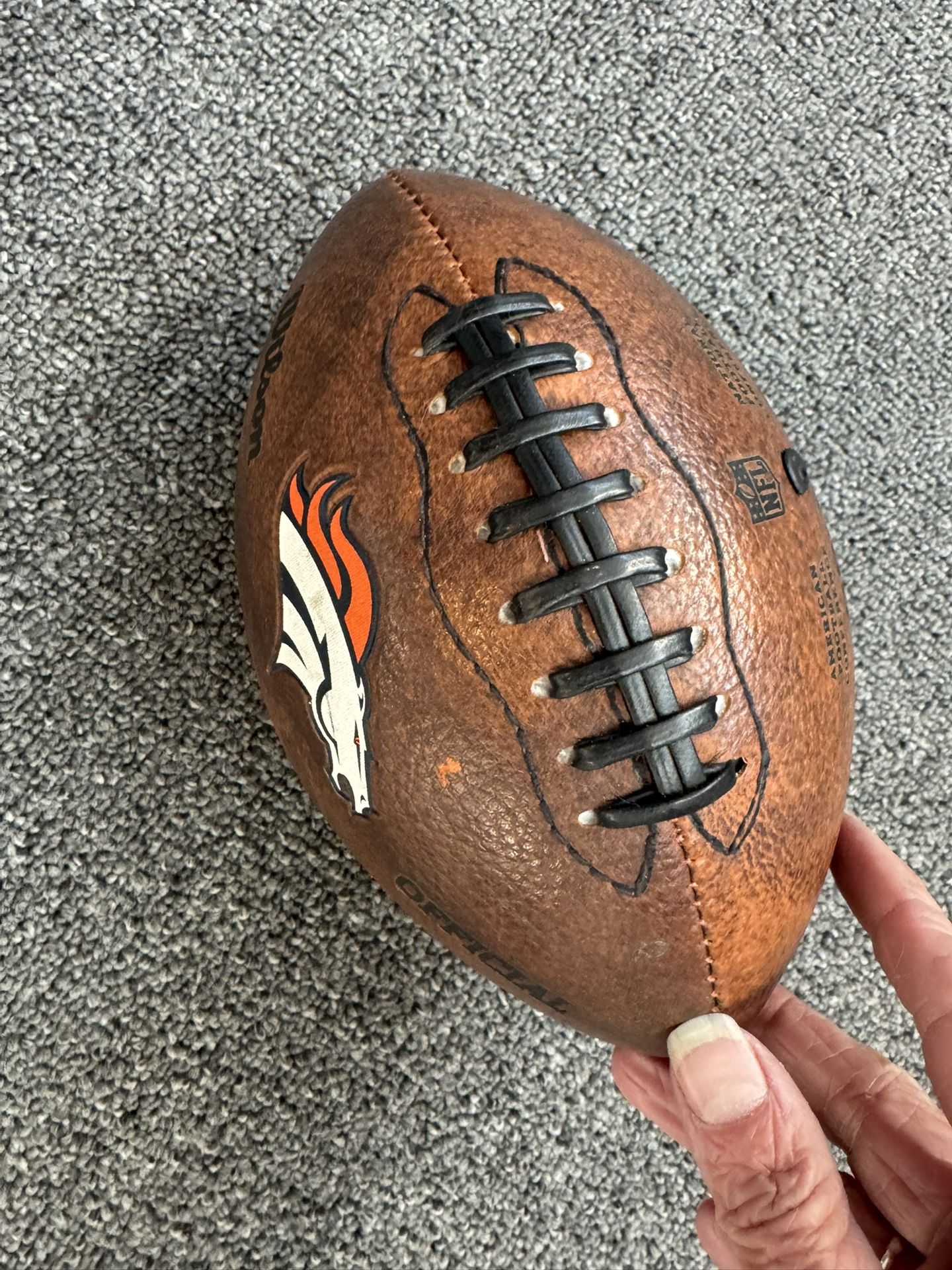 Denver Broncos mini football dark brown 8" long inflatable Wilson Official 44168