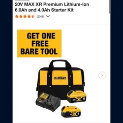  DEWALT 20V MAX XR Premium Lithium-Ion 6.0Ah and 4.0Ah Starter Kit  New  