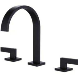 AIMADI 2-Handle Deck-Mount Roman Tub Faucet 3 Hole Waterfall Brass Bathtub Fillers in Matte Black