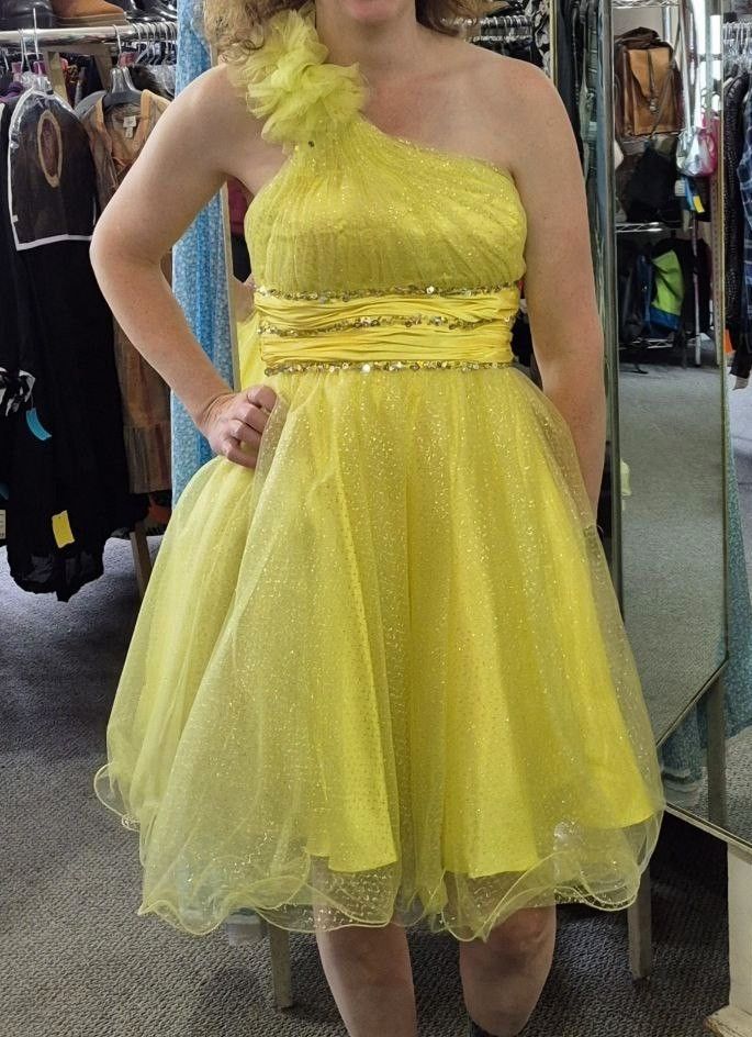 Vintage 80's Yellow Tulle Formal Prom Dress Size 6