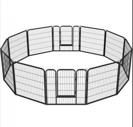 Black 12 Panels Metal Dog Playpen, 0.59" L X 32" W X 32" H