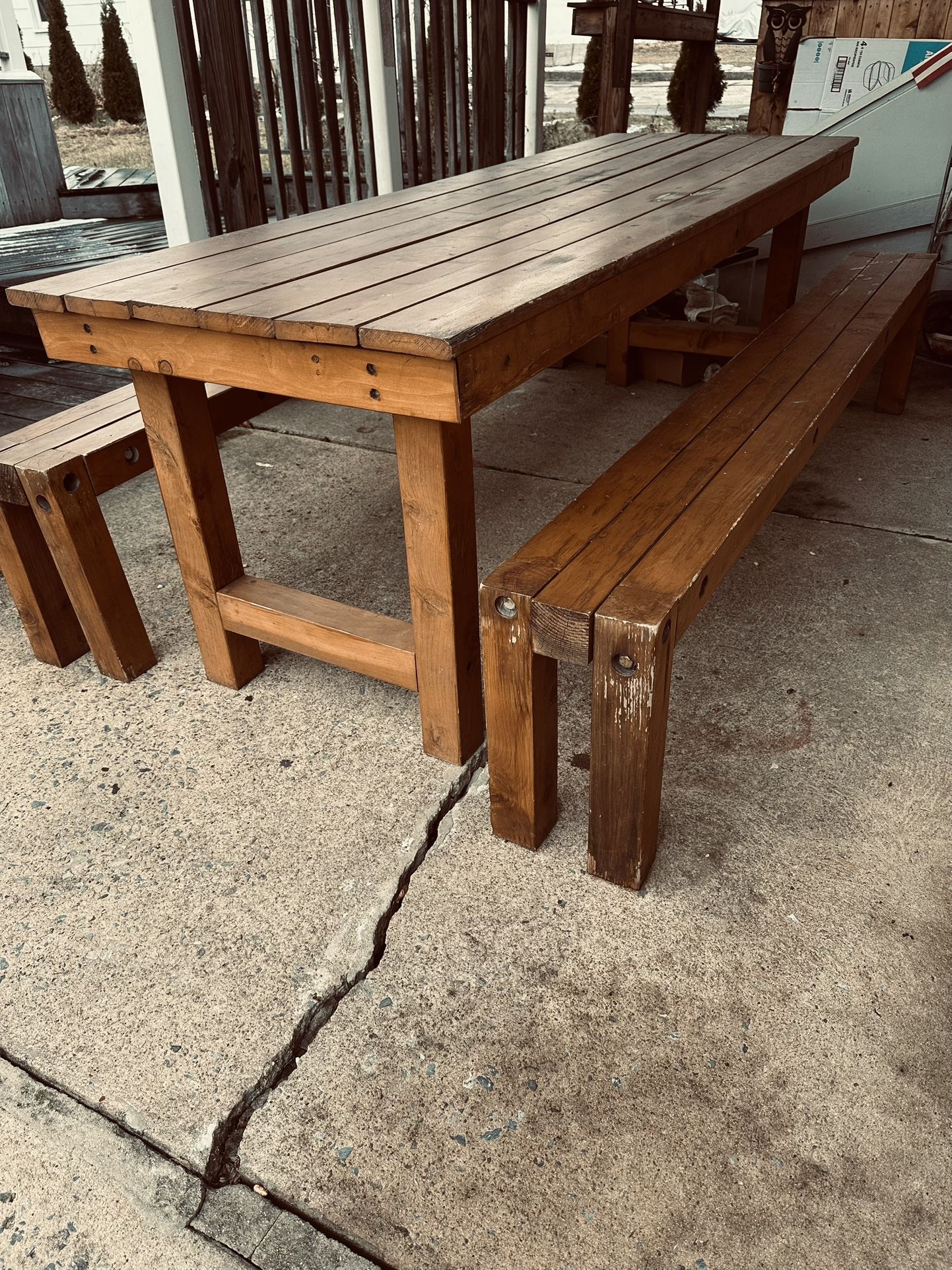 Cedar Homemade Sturdy 8ft Long Table With Benches