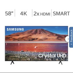 58” Samsung 4K Smart TV, Crystal UHD, still has protective film on the TV