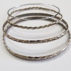4 Mixed Silver plated Bangle Bracelets