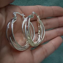 925 Sterling Silver Big Earrings 