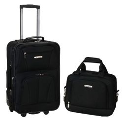 Rockland Fashion Softside 2-Piece Luggage Set – Black (Carry-On & Tote Bag)