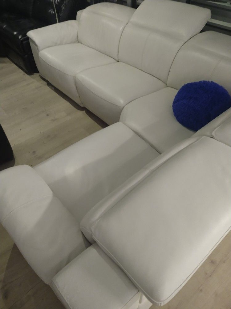 SECTIONAL GENUINE LEATHER RECLINER ELECTRIC WHITE COLOR.. DELIVERY SERVICE AVAILABLE π₯πβ