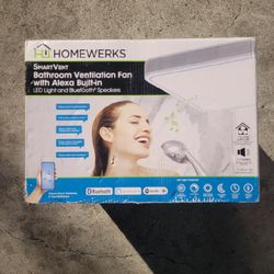 Homewerks 110 CFM LED Exhaust Fan W Alexa / Bluetooth Speakers