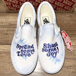 Vans Slip-On Shoes Tie-Dye Spread Some Joy Design Womens Size 7.5 NEW w/ BOX