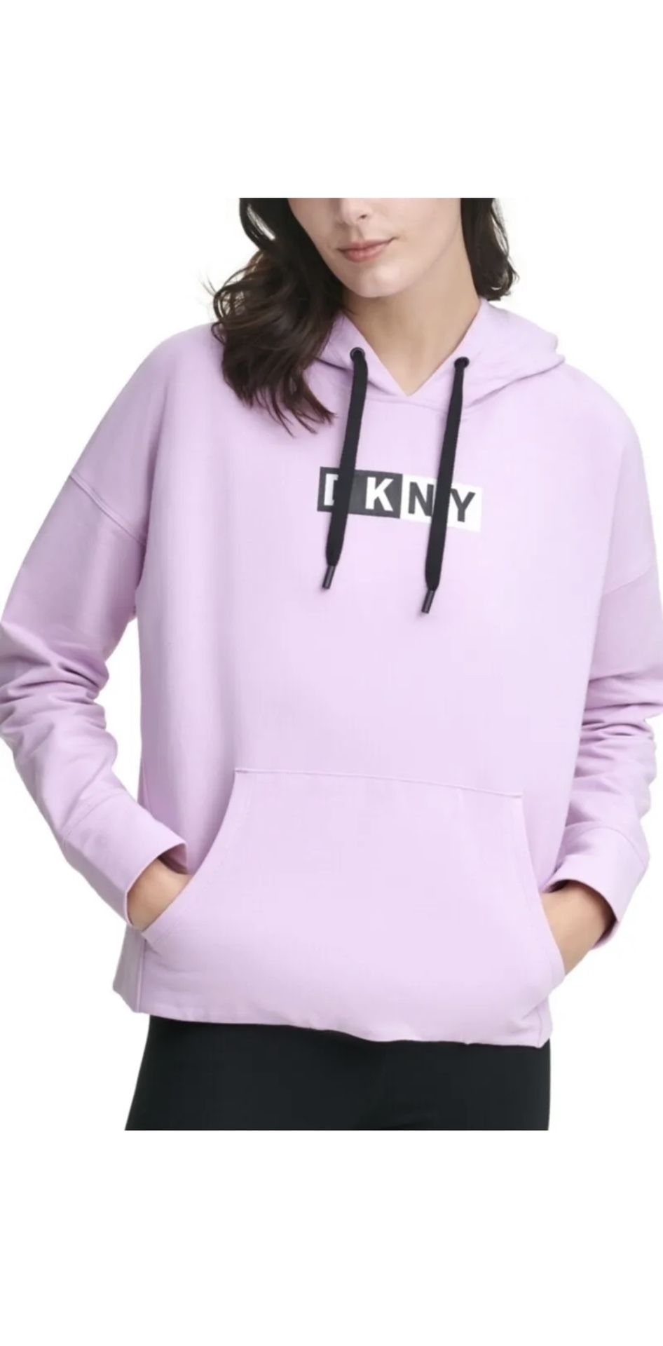 DKNY Sport Two-Tone Logo Hoodie Lilac Size XL