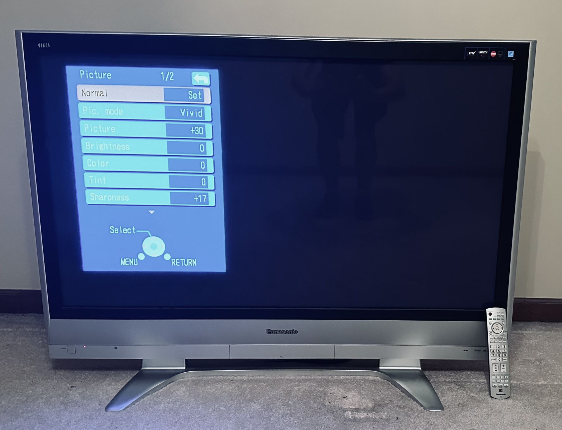 50 Inch Panasonic TV with 2 HDMI inputs and  Remote 