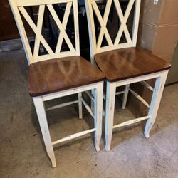 Solid Wood Off White Bar Stools