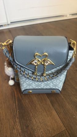 Cute Light Blue Mini Bag with Charm