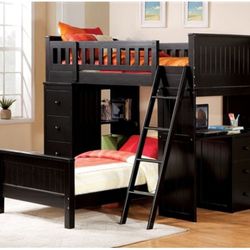 Bunk Bed  Black Twin Beds 2 With Frame