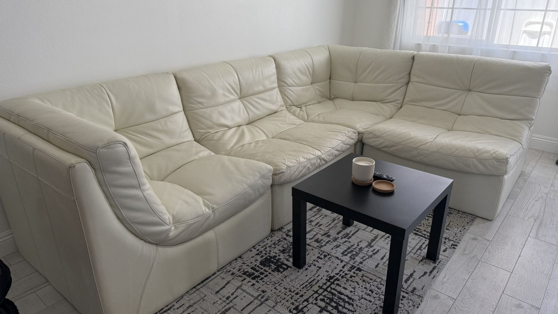White Leather Sectional
