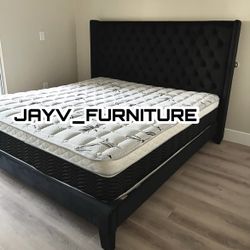 New King Bed Frame With Mattress 