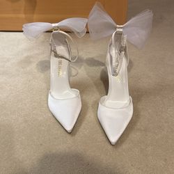 White Bride Wedding Heels With How