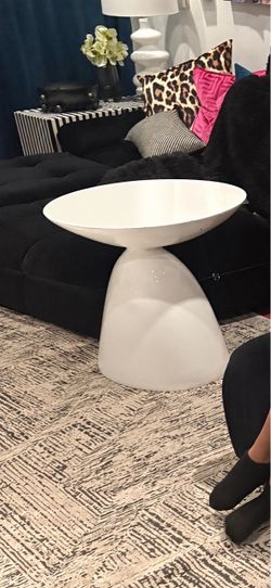White Parabel-Style End Table — $150