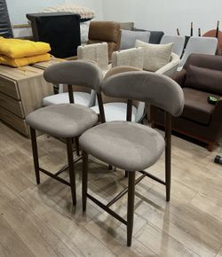 COLAMY Bar Stools Set of 2，Counter Height BarStools with Back, Mid Century Modern Upholstered, with Wood Legs for Kitchen Island Dining Room, Camel