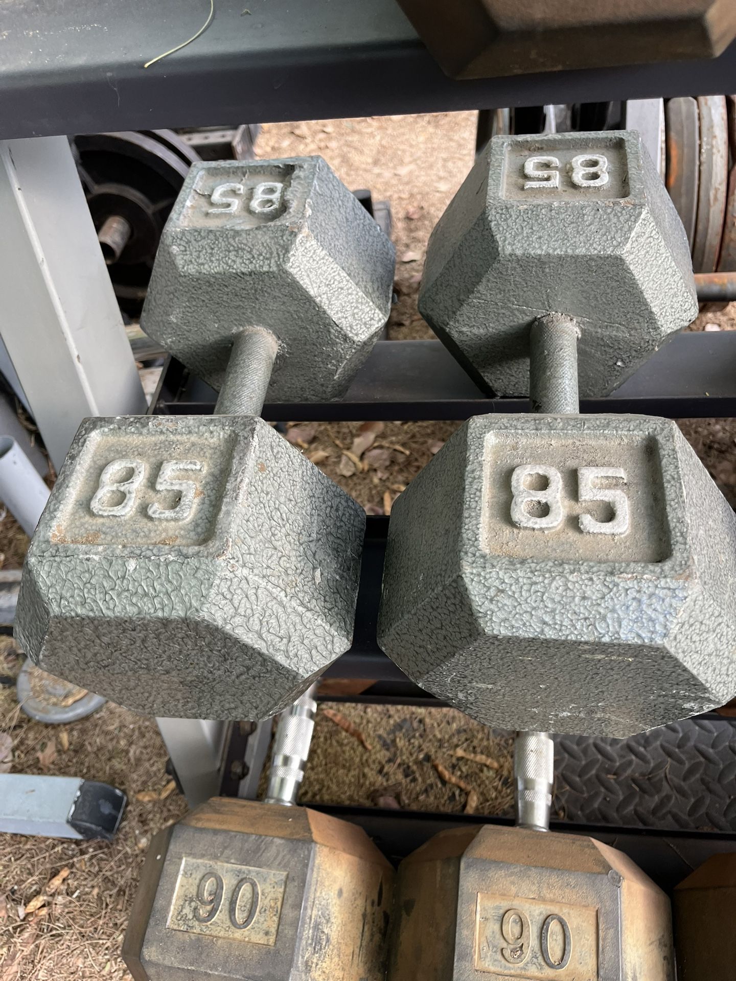 85lb Hex Iron Dumbbell Set Weights