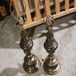 Vntg Mid-Century STIFFEL Hollywood Regency Brass MCM Table Lamp Heavy Retro 