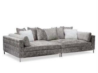 Large Gray Velvet Sectional Sofa