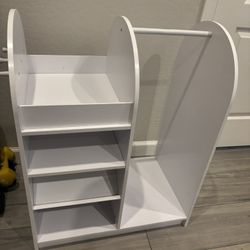 White Wooden Kids Wardrobe/Dress Up Station