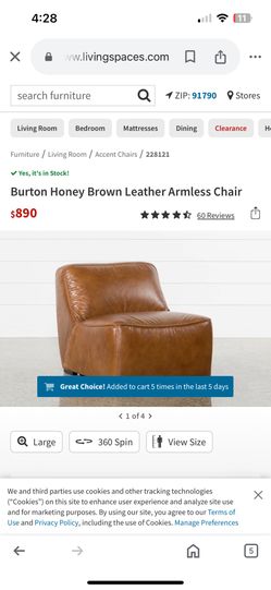 Living Spaces Burton Honey Leather Chair
