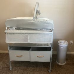 Baby Changing Station With Ubbi Diaper Pail