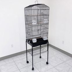 $55 (New in box) Small to medium bird cage 60” tall parrot parakeet cockatiel bird cage 18x14x60” rolling stand 