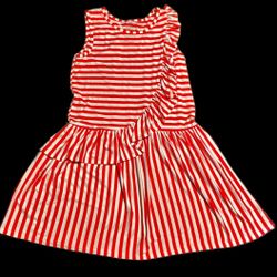 Wonder Nation Girls (XL 14-16) Coral Punch & White Striped Asymmetric Tank Dress